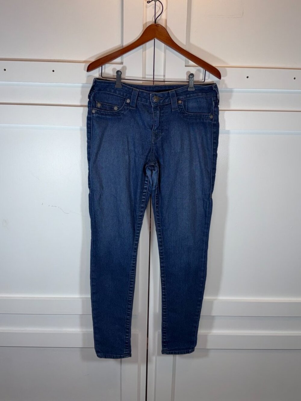 True Religion Skinny Jeans Women 31 Blue Cotton Made in USA Stretch - Picture 2 of 8